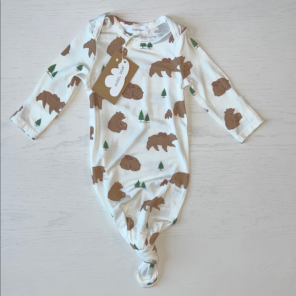 Angel Dear Baby Bamboo Knot Gown Bears 0-3 months